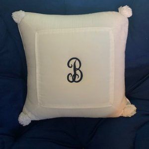 White cotton accent pillow "B"